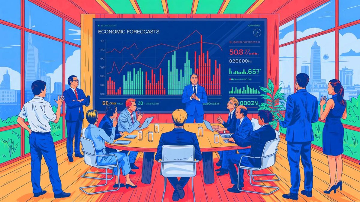 Ilustrație a prognozei economice revizuite pentru România în 2025. Imagine realizată de IA.