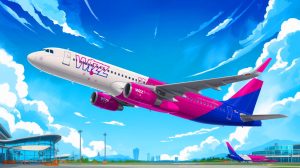 Ilustrație a extinderii rețelei Wizz Air pentru iarna 2025. Imagine realizată de IA.