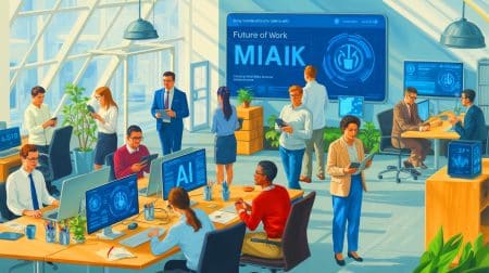 „Valul uriaș al demisiilor”: două treimi dintre angajații români sunt hotărâți să-și schimbe locul de muncă, conform acestui studiu recent Ilustrație a pieței muncii din România și a influenței inteligenței artificiale. Imagine realizată de IA.