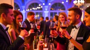 Ilustrație a sărbătorii Beaujolais Nouveau din București. Imagine realizată de IA.