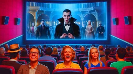 Ilustrație a reinterpretării cinematografice a mitului Dracula de Radu Jude. Imagine realizată de IA.